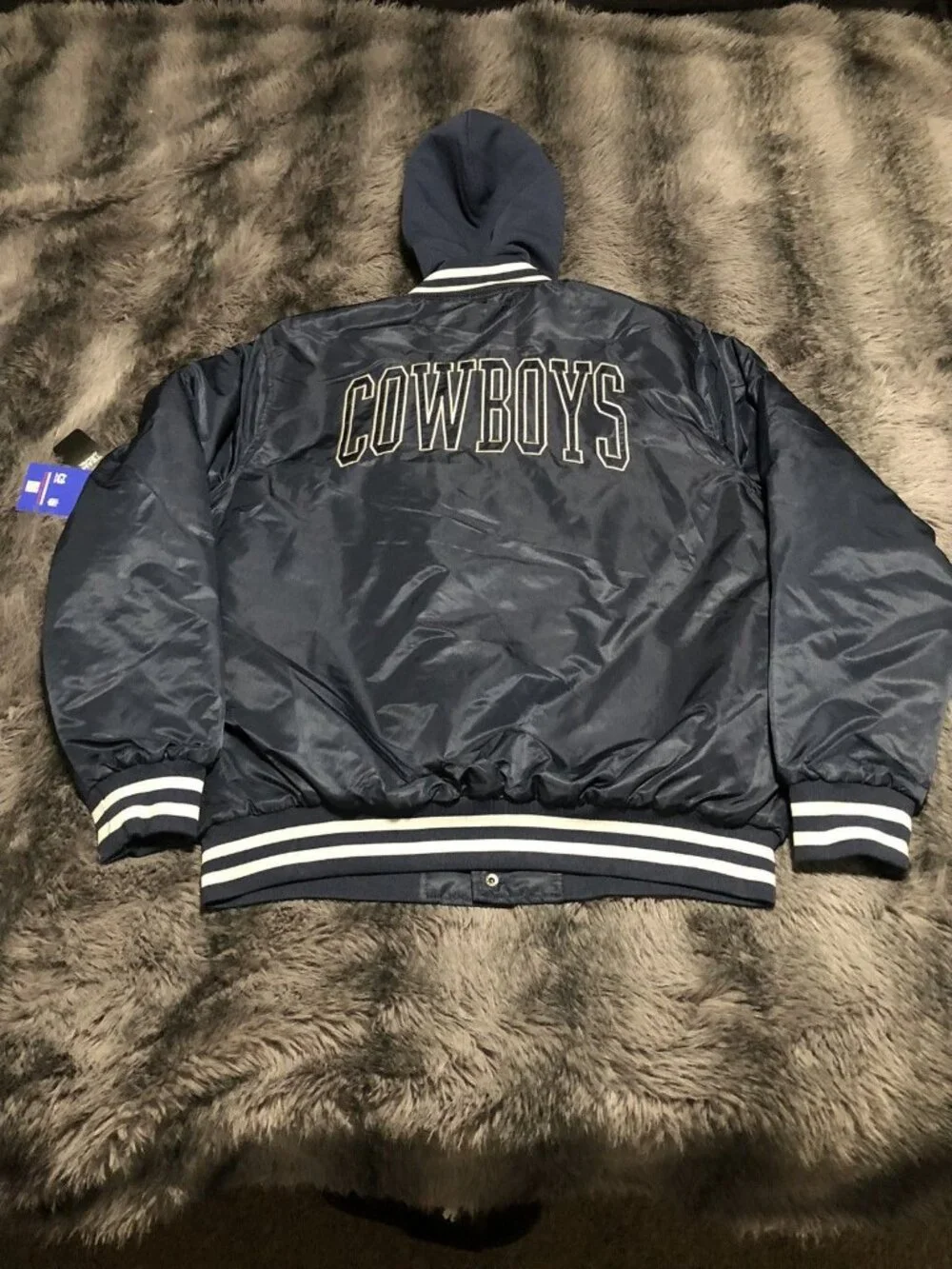 Dallas Cowboys Ultra Game Full Snap Satin Jacket Size Large Brand New BLUE NWT - Picture 6 of 6